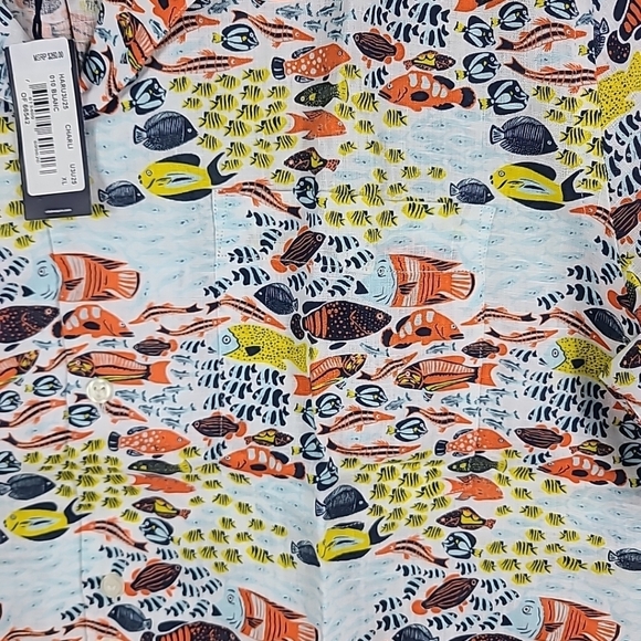 NWT Vilebrequin Short Sleeve Linen Button Shirt Charli Fish Print Sz XL $260 - Picture 4 of 8